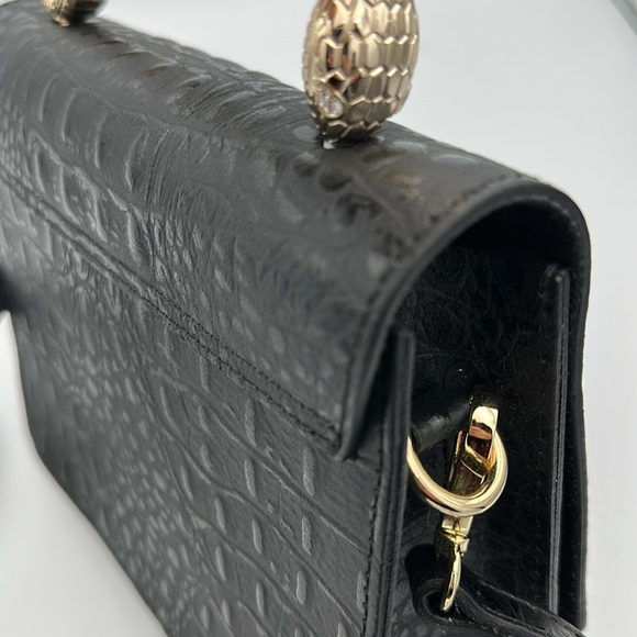 House of Harlow 1960 Croc Embossed Gold Snake Handle Crossbody Bag Like New - Picture 7 of 12